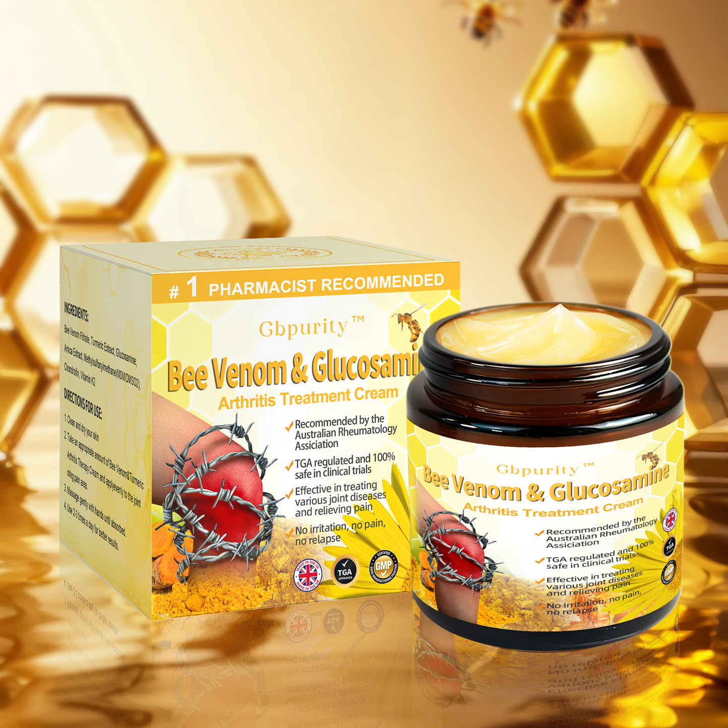 🐝spezialisiert auf orthopädische Erkrankungen und Gelenkschmerzen👨‍⚕️Dermaeden™ Bienenvenen- und Glucosamin-Arthritis-Heilcreme